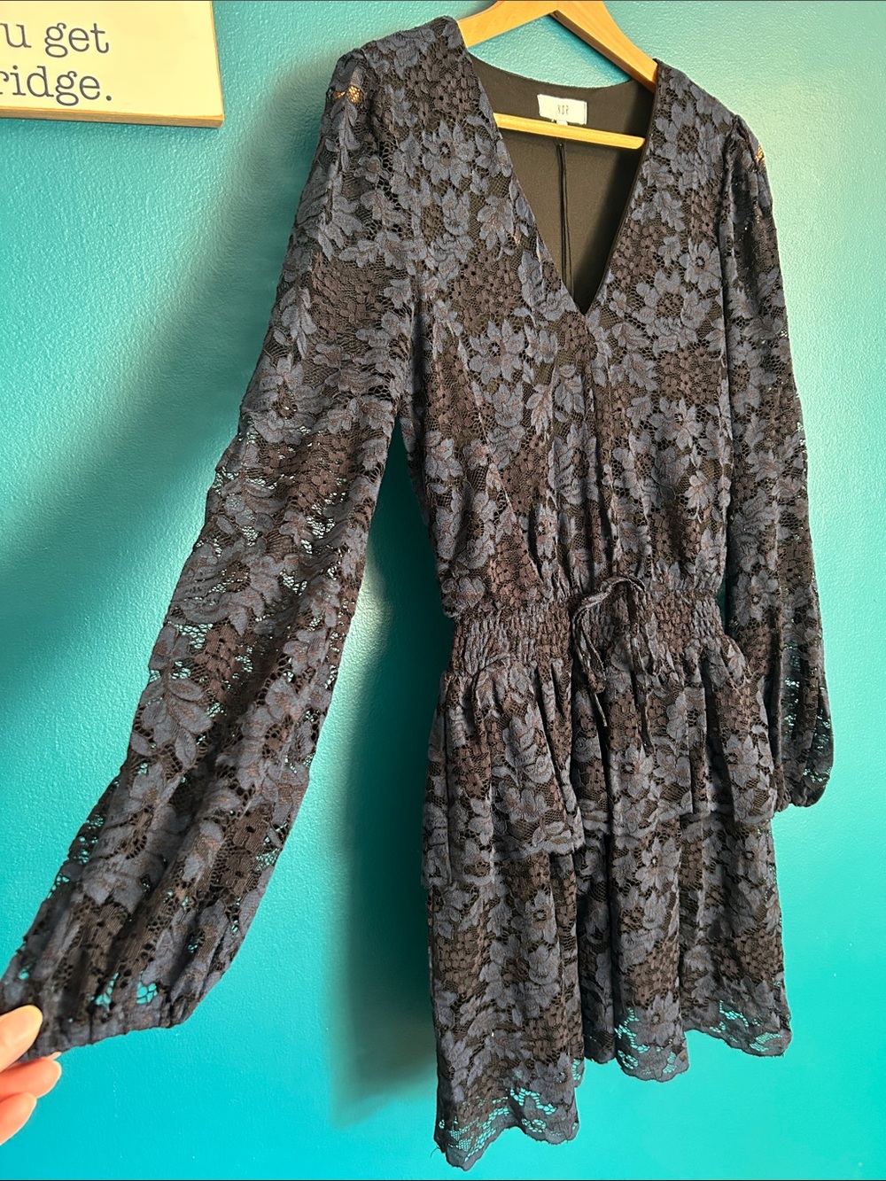 NSR Navy Blue Floral Lace Dress